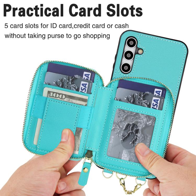 For Samsung Galaxy A15 4G / 5G AwQuer 2 in 1 Crossbody Zipper Wallet Leather Back Phone Case