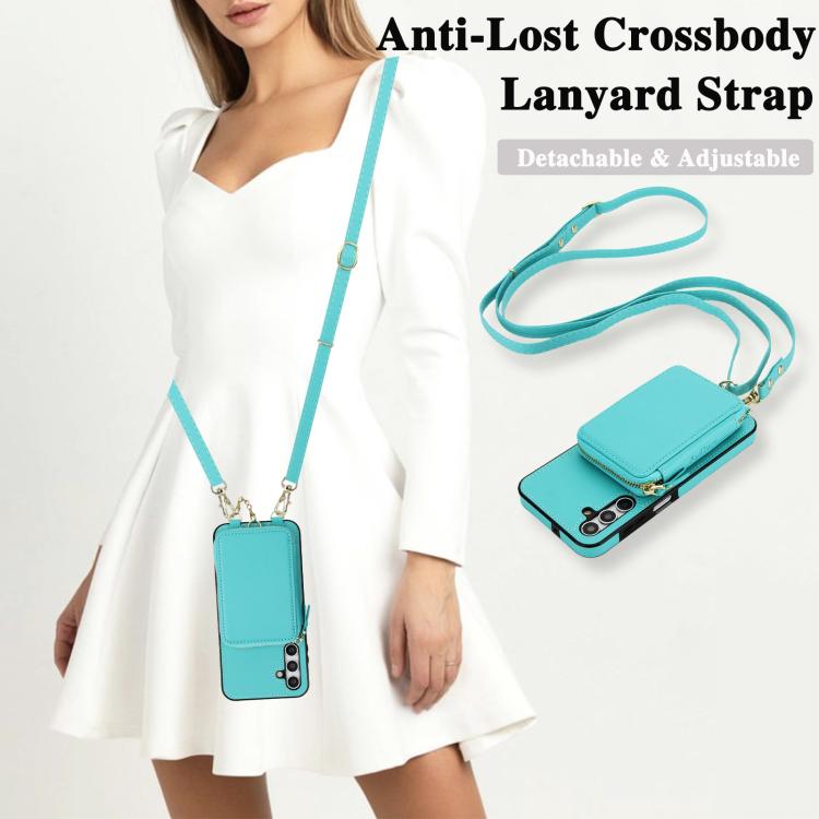 For Samsung Galaxy A15 4G / 5G AwQuer 2 in 1 Crossbody Zipper Wallet Leather Back Phone Case