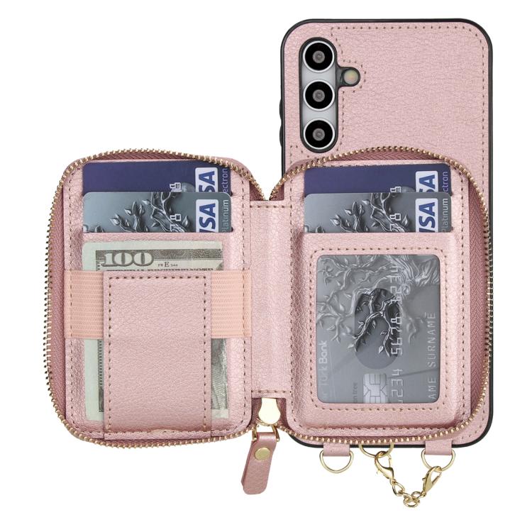 For Samsung Galaxy A15 4G / 5G AwQuer 2 in 1 Crossbody Zipper Wallet Leather Back Phone Case