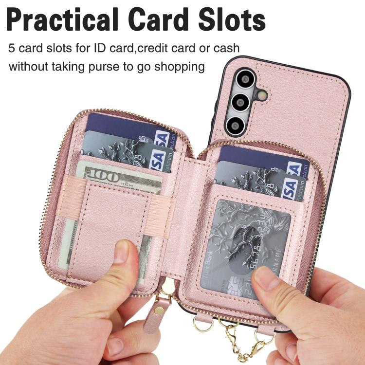For Samsung Galaxy A15 4G / 5G AwQuer 2 in 1 Crossbody Zipper Wallet Leather Back Phone Case