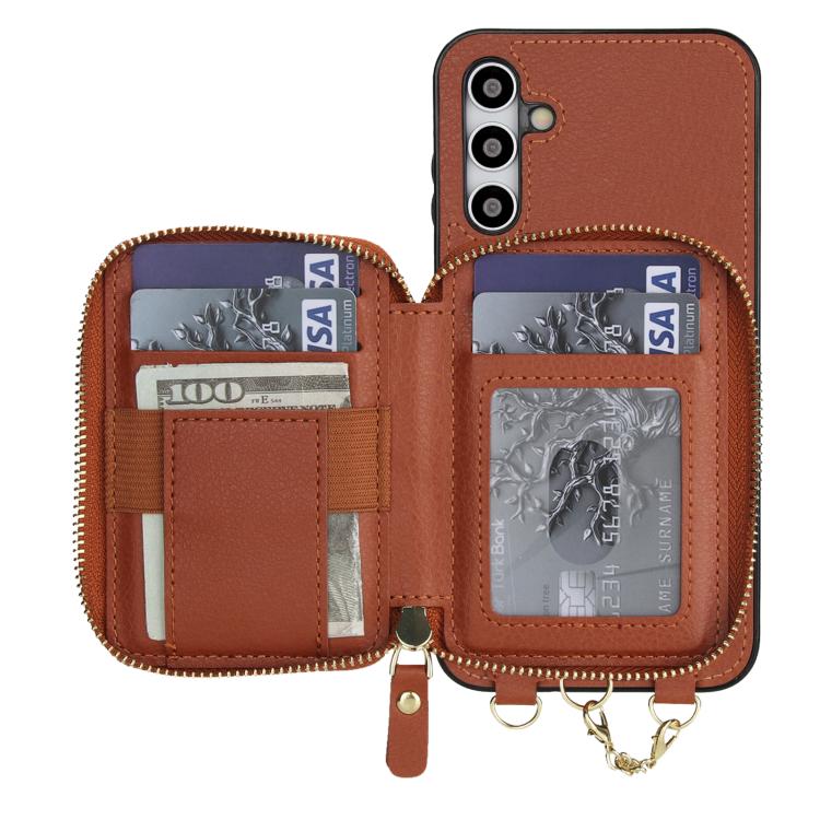 For Samsung Galaxy A15 4G / 5G AwQuer 2 in 1 Crossbody Zipper Wallet Leather Back Phone Case