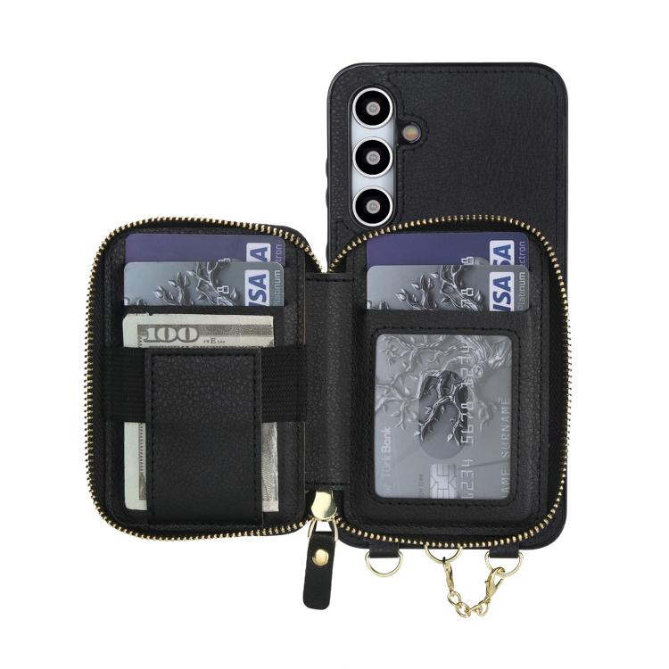 For Samsung Galaxy A35 5G AwQuer 2 in 1 Crossbody Zipper Wallet Leather Back Phone Case