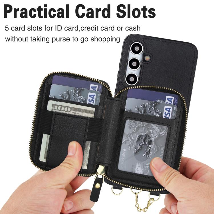For Samsung Galaxy A35 5G AwQuer 2 in 1 Crossbody Zipper Wallet Leather Back Phone Case