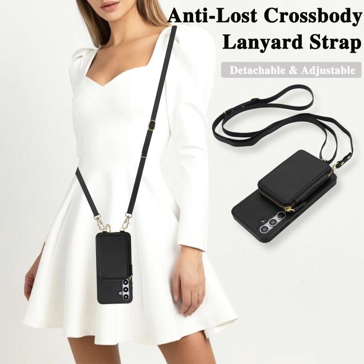 For Samsung Galaxy A35 5G AwQuer 2 in 1 Crossbody Zipper Wallet Leather Back Phone Case