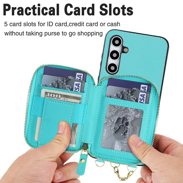 For Samsung Galaxy A35 5G AwQuer 2 in 1 Crossbody Zipper Wallet Leather Back Phone Case