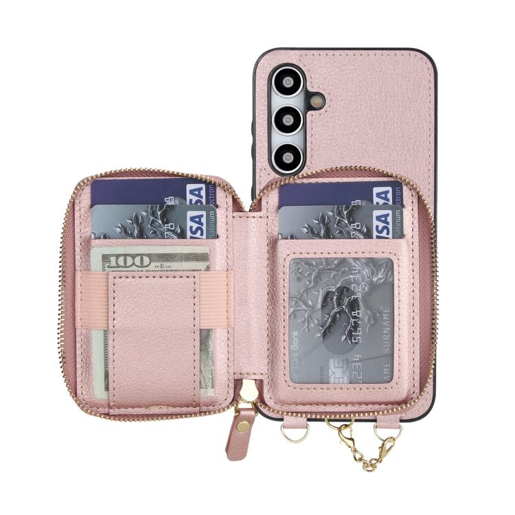 For Samsung Galaxy A35 5G AwQuer 2 in 1 Crossbody Zipper Wallet Leather Back Phone Case