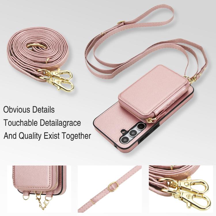 For Samsung Galaxy A35 5G AwQuer 2 in 1 Crossbody Zipper Wallet Leather Back Phone Case