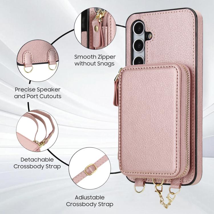 For Samsung Galaxy A35 5G AwQuer 2 in 1 Crossbody Zipper Wallet Leather Back Phone Case