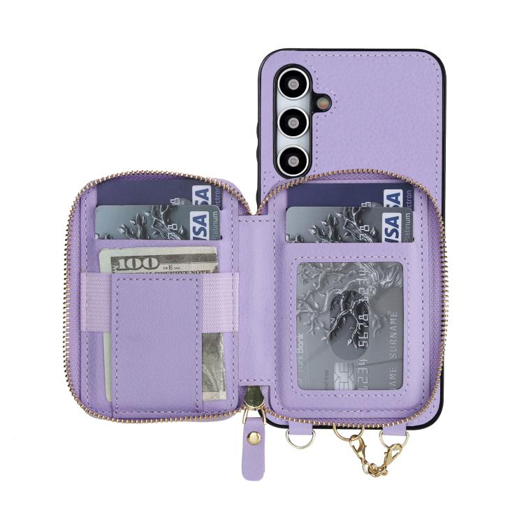 For Samsung Galaxy A35 5G AwQuer 2 in 1 Crossbody Zipper Wallet Leather Back Phone Case