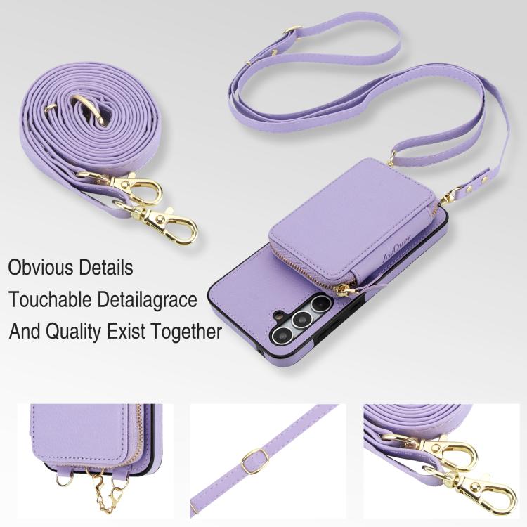 For Samsung Galaxy A35 5G AwQuer 2 in 1 Crossbody Zipper Wallet Leather Back Phone Case