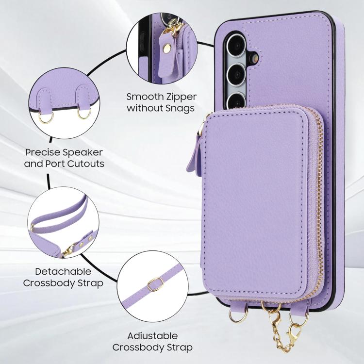 For Samsung Galaxy A35 5G AwQuer 2 in 1 Crossbody Zipper Wallet Leather Back Phone Case