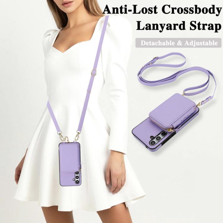 For Samsung Galaxy A35 5G AwQuer 2 in 1 Crossbody Zipper Wallet Leather Back Phone Case