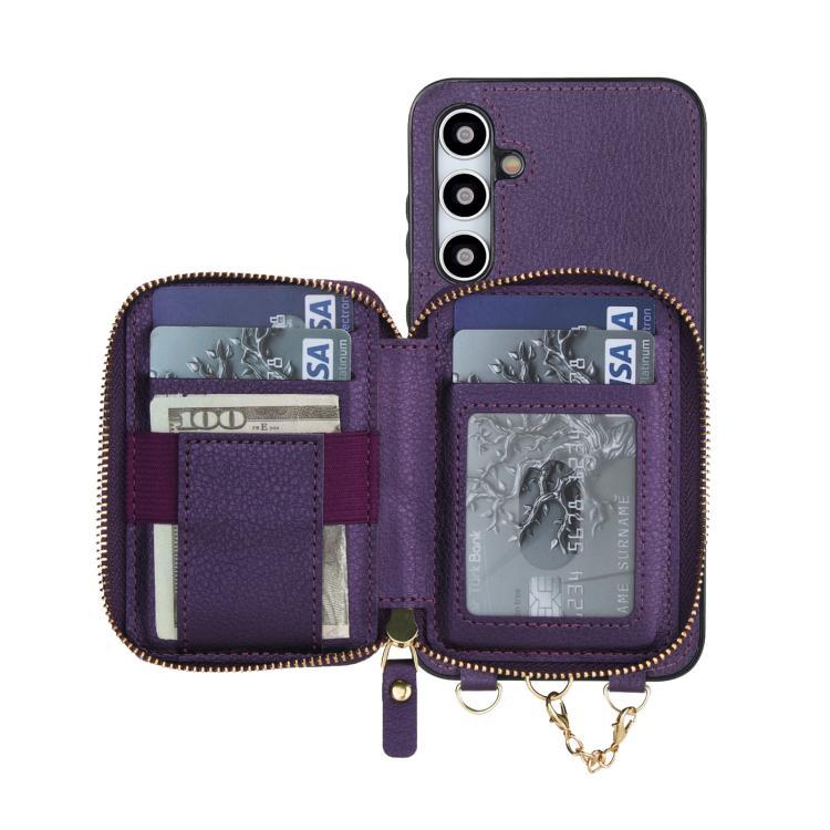 For Samsung Galaxy A35 5G AwQuer 2 in 1 Crossbody Zipper Wallet Leather Back Phone Case