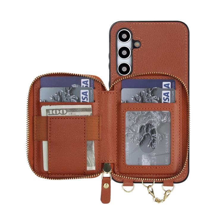 For Samsung Galaxy A35 5G AwQuer 2 in 1 Crossbody Zipper Wallet Leather Back Phone Case
