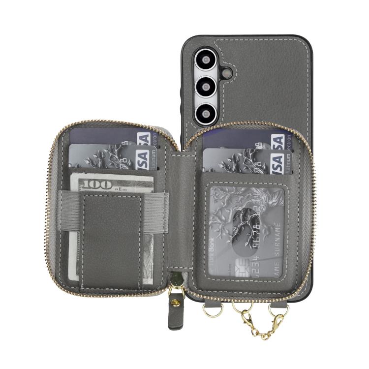 For Samsung Galaxy A55 5G AwQuer 2 in 1 Crossbody Zipper Wallet Leather Back Phone Case