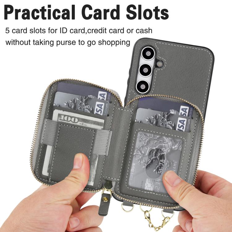 For Samsung Galaxy A55 5G AwQuer 2 in 1 Crossbody Zipper Wallet Leather Back Phone Case