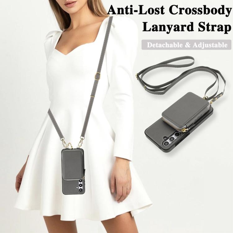 For Samsung Galaxy A55 5G AwQuer 2 in 1 Crossbody Zipper Wallet Leather Back Phone Case