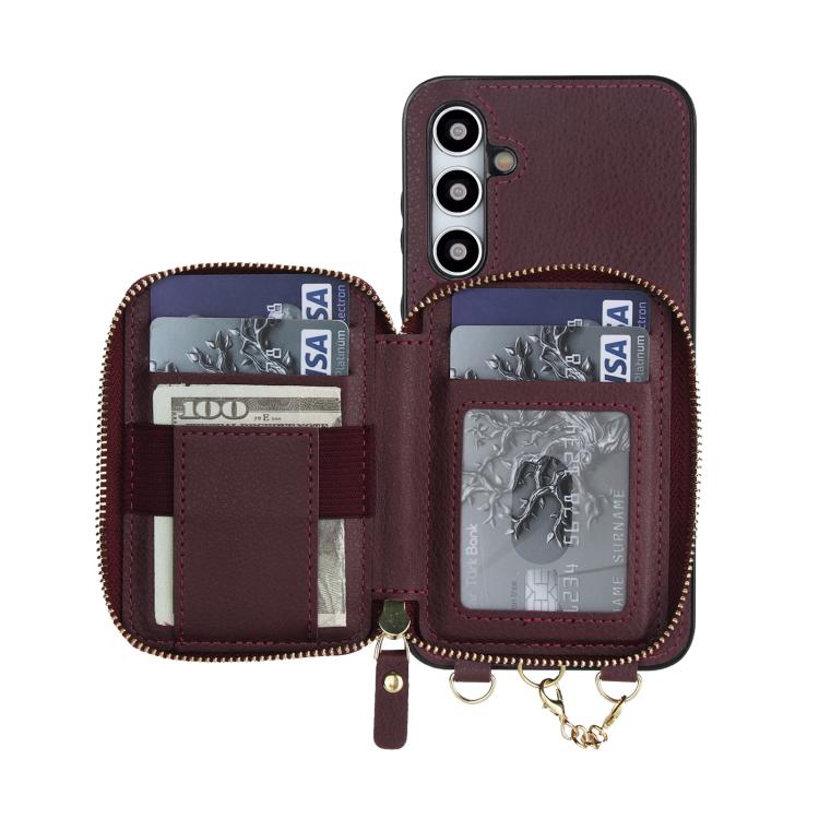 For Samsung Galaxy A55 5G AwQuer 2 in 1 Crossbody Zipper Wallet Leather Back Phone Case