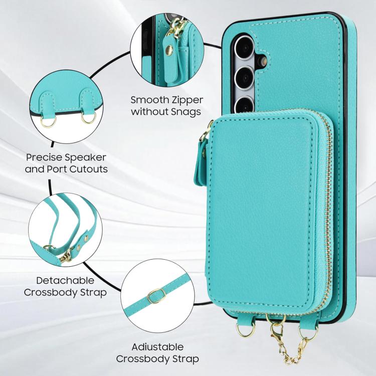 For Samsung Galaxy A55 5G AwQuer 2 in 1 Crossbody Zipper Wallet Leather Back Phone Case