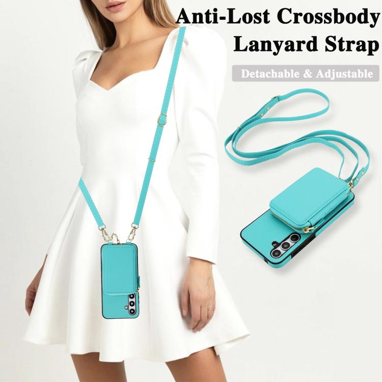 For Samsung Galaxy A55 5G AwQuer 2 in 1 Crossbody Zipper Wallet Leather Back Phone Case
