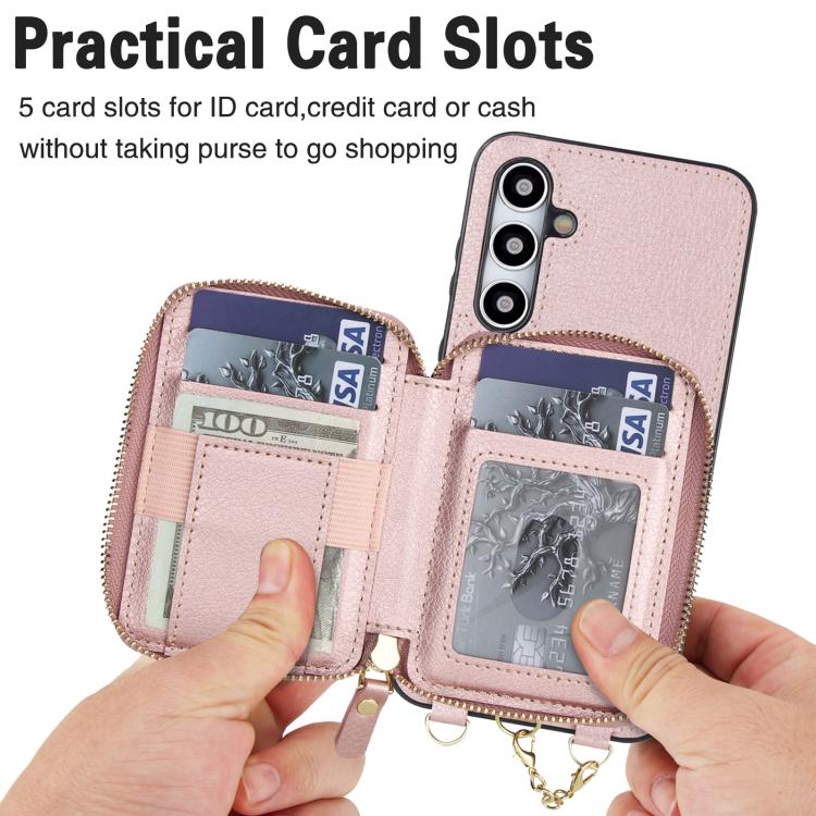 For Samsung Galaxy A55 5G AwQuer 2 in 1 Crossbody Zipper Wallet Leather Back Phone Case