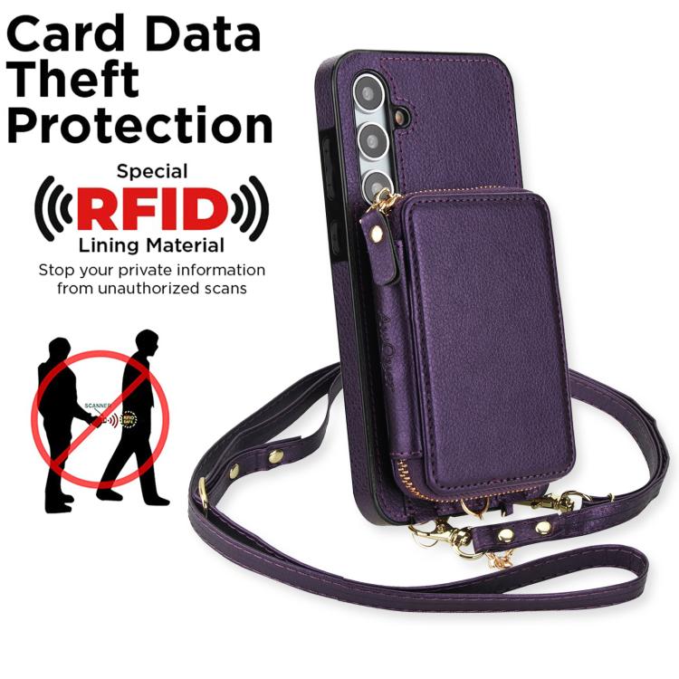 For Samsung Galaxy A55 5G AwQuer 2 in 1 Crossbody Zipper Wallet Leather Back Phone Case