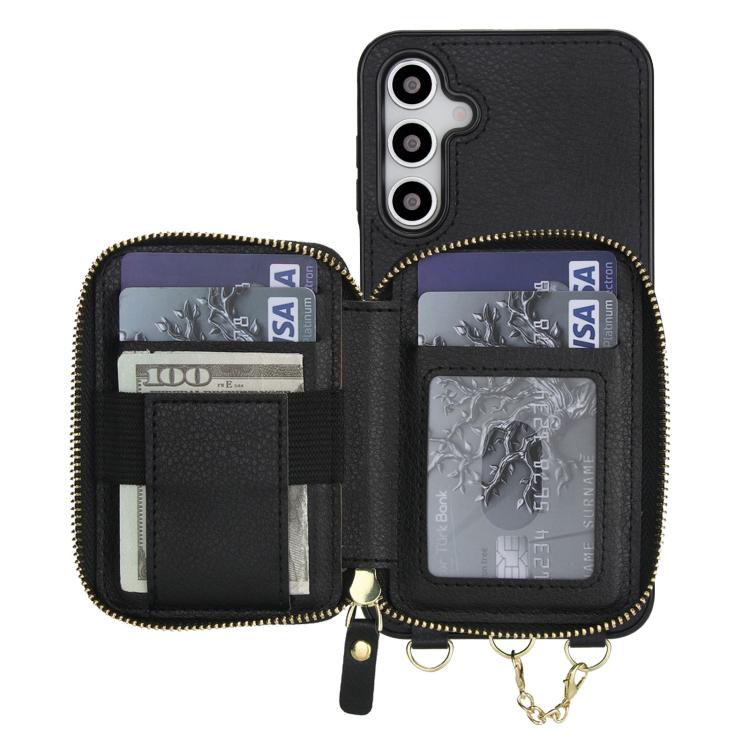 For Samsung Galaxy A16 5G AwQuer 2 in 1 Crossbody Zipper Wallet Leather Back Phone Case