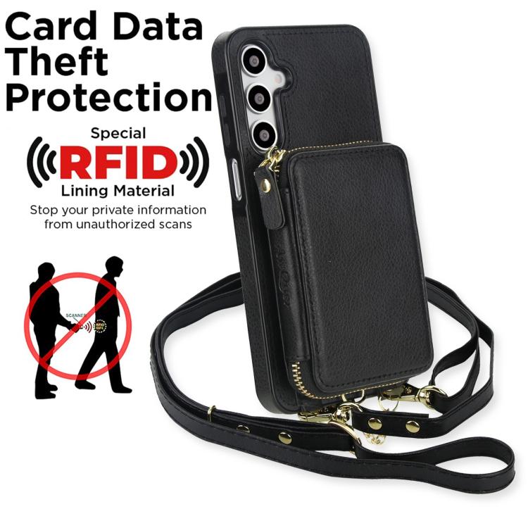 For Samsung Galaxy A16 5G AwQuer 2 in 1 Crossbody Zipper Wallet Leather Back Phone Case