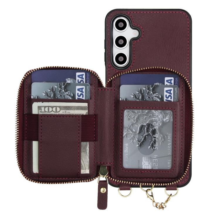 For Samsung Galaxy A16 5G AwQuer 2 in 1 Crossbody Zipper Wallet Leather Back Phone Case