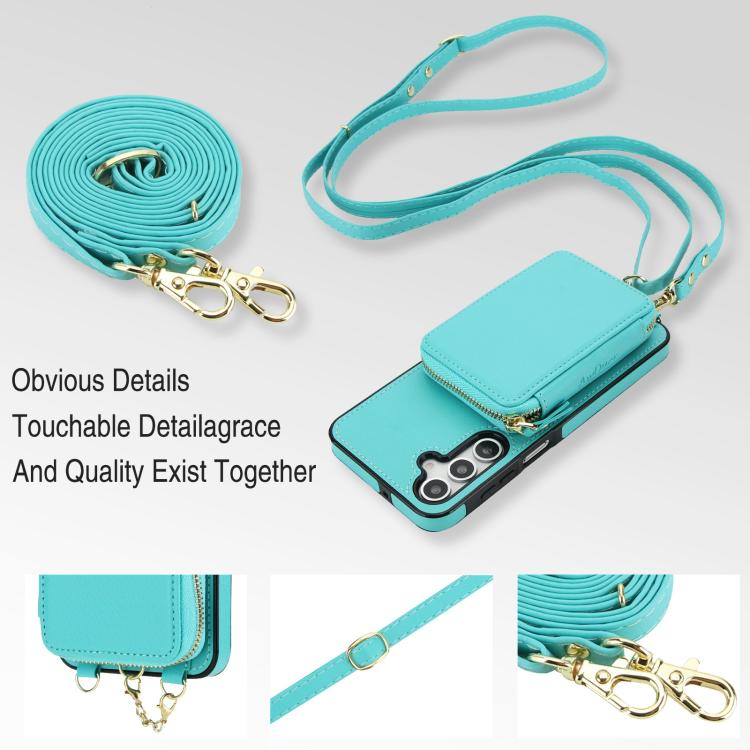For Samsung Galaxy A16 5G AwQuer 2 in 1 Crossbody Zipper Wallet Leather Back Phone Case