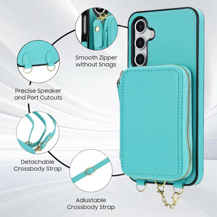 For Samsung Galaxy A16 5G AwQuer 2 in 1 Crossbody Zipper Wallet Leather Back Phone Case