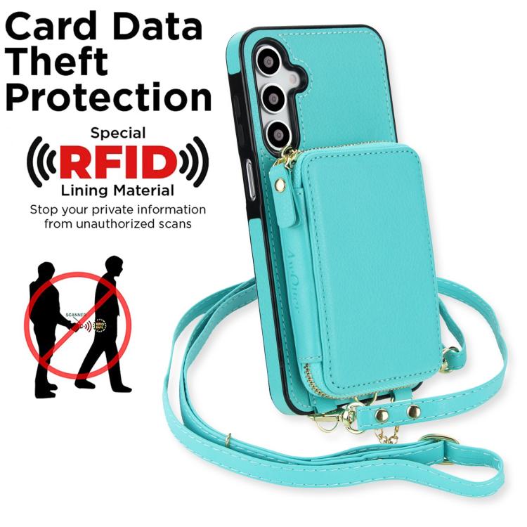 For Samsung Galaxy A16 5G AwQuer 2 in 1 Crossbody Zipper Wallet Leather Back Phone Case