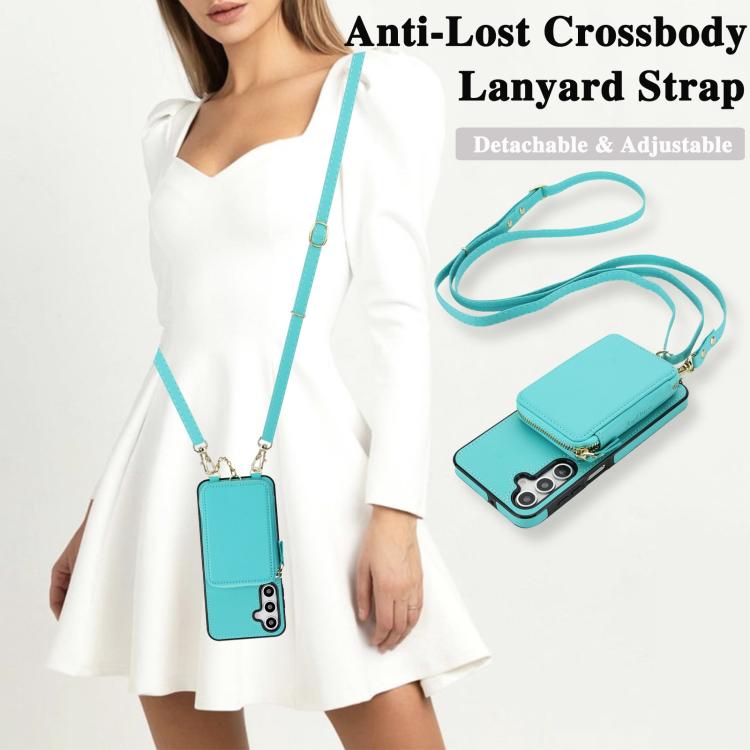 For Samsung Galaxy A16 5G AwQuer 2 in 1 Crossbody Zipper Wallet Leather Back Phone Case