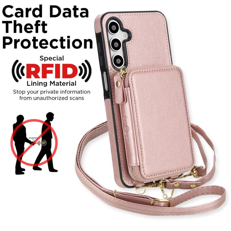 For Samsung Galaxy A16 5G AwQuer 2 in 1 Crossbody Zipper Wallet Leather Back Phone Case