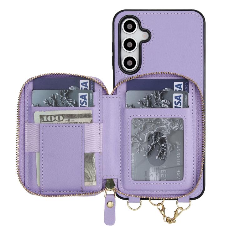 For Samsung Galaxy A16 5G AwQuer 2 in 1 Crossbody Zipper Wallet Leather Back Phone Case