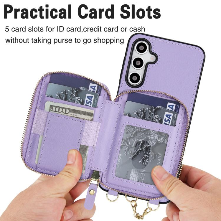 For Samsung Galaxy A16 5G AwQuer 2 in 1 Crossbody Zipper Wallet Leather Back Phone Case