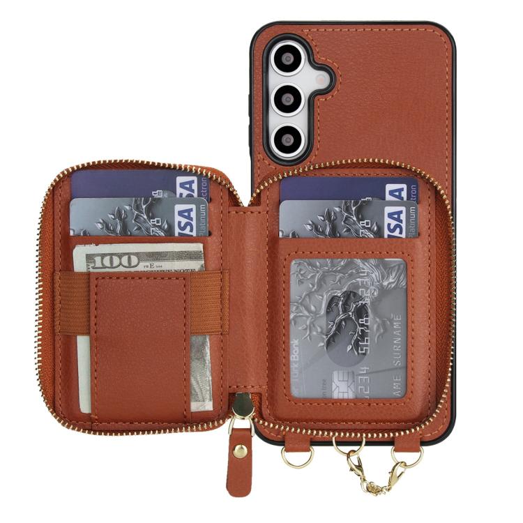 For Samsung Galaxy A16 5G AwQuer 2 in 1 Crossbody Zipper Wallet Leather Back Phone Case