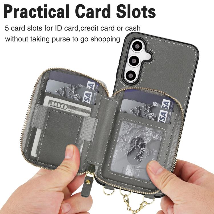 For Samsung Galaxy A17 / A26 AwQuer 2 in 1 Crossbody Zipper Wallet Leather Back Phone Case