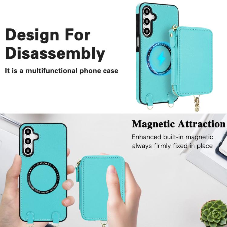 For Samsung Galaxy A17 / A26 AwQuer 2 in 1 Crossbody Zipper Wallet Leather Back Phone Case