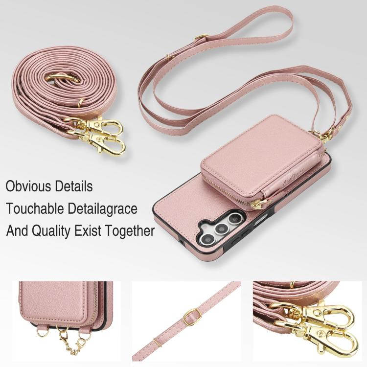For Samsung Galaxy A17 / A26 AwQuer 2 in 1 Crossbody Zipper Wallet Leather Back Phone Case