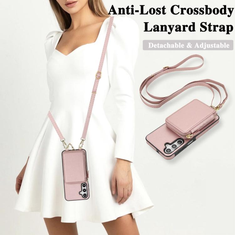 For Samsung Galaxy A17 / A26 AwQuer 2 in 1 Crossbody Zipper Wallet Leather Back Phone Case