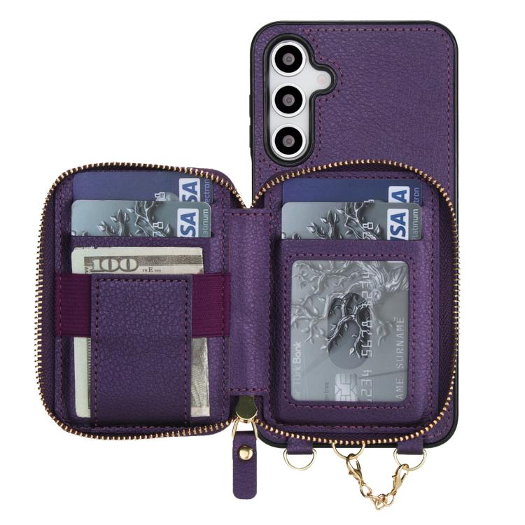 For Samsung Galaxy A17 / A26 AwQuer 2 in 1 Crossbody Zipper Wallet Leather Back Phone Case