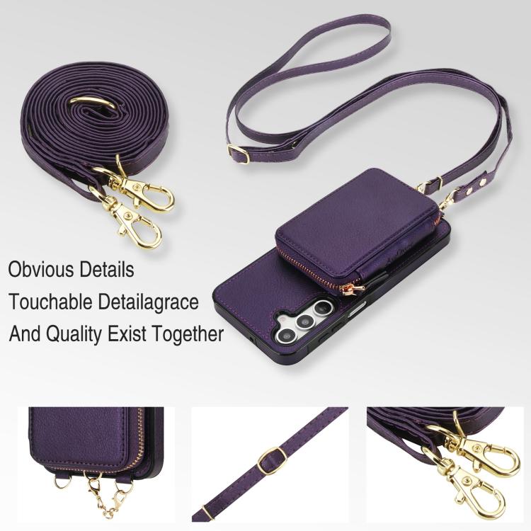 For Samsung Galaxy A17 / A26 AwQuer 2 in 1 Crossbody Zipper Wallet Leather Back Phone Case