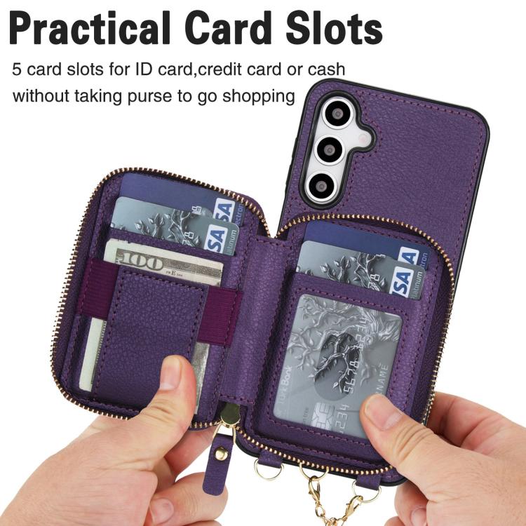 For Samsung Galaxy A17 / A26 AwQuer 2 in 1 Crossbody Zipper Wallet Leather Back Phone Case