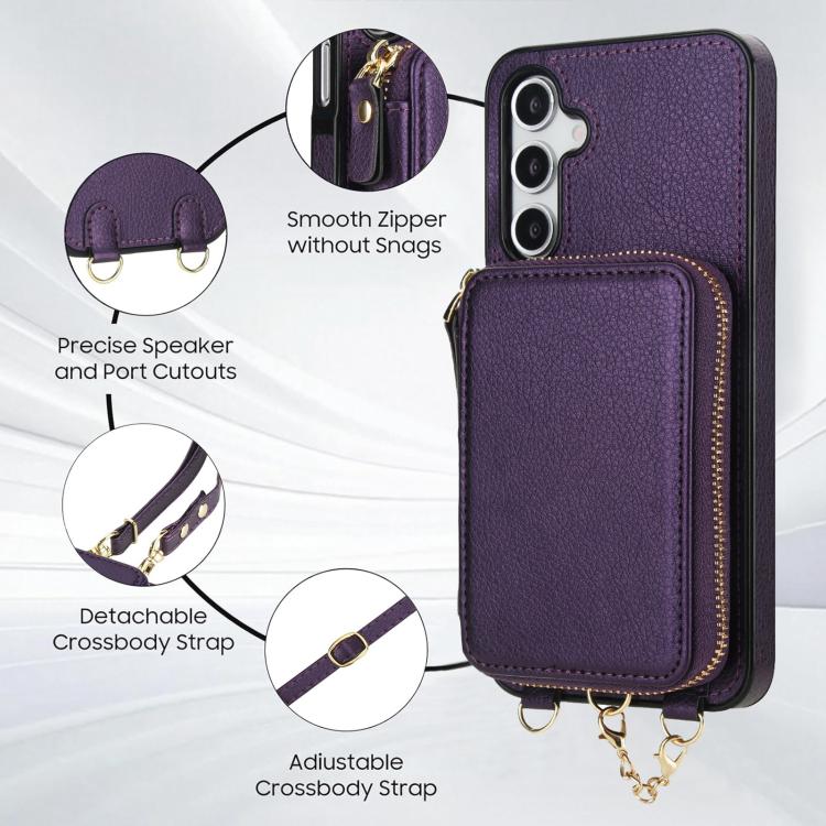 For Samsung Galaxy A17 / A26 AwQuer 2 in 1 Crossbody Zipper Wallet Leather Back Phone Case