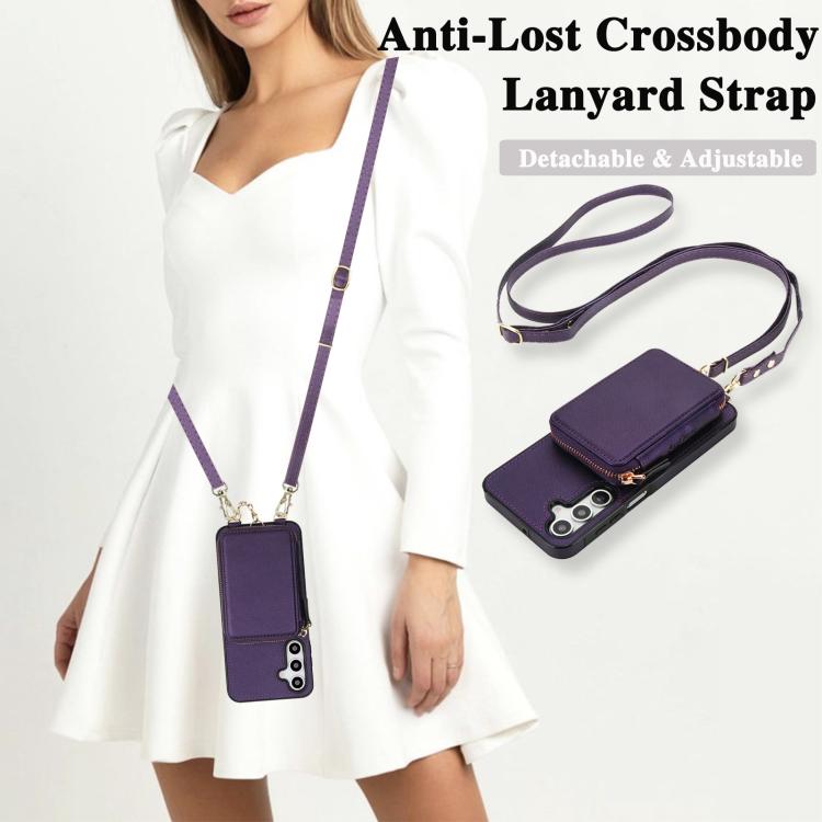 For Samsung Galaxy A17 / A26 AwQuer 2 in 1 Crossbody Zipper Wallet Leather Back Phone Case