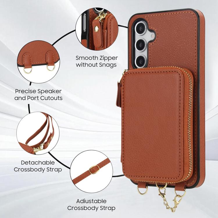 For Samsung Galaxy A17 / A26 AwQuer 2 in 1 Crossbody Zipper Wallet Leather Back Phone Case
