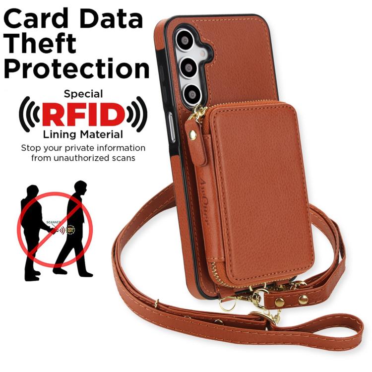 For Samsung Galaxy A17 / A26 AwQuer 2 in 1 Crossbody Zipper Wallet Leather Back Phone Case