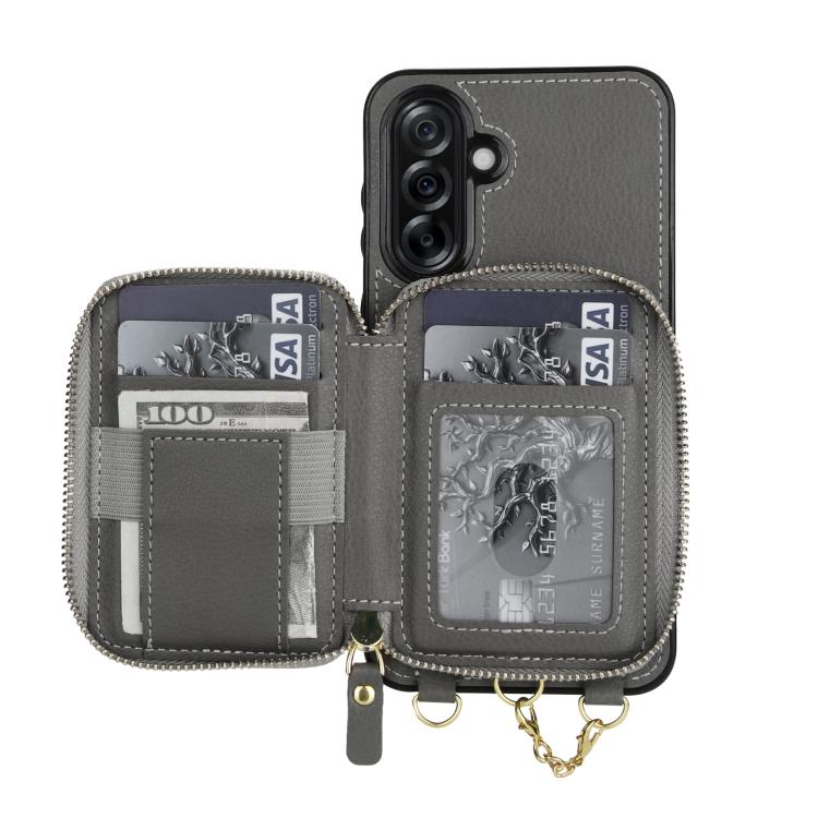 For Samsung Galaxy A36 5G AwQuer 2 in 1 Crossbody Zipper Wallet Leather Back Phone Case