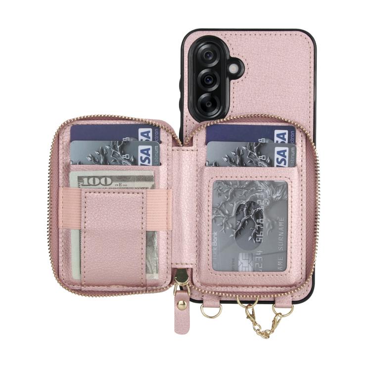 For Samsung Galaxy A36 5G AwQuer 2 in 1 Crossbody Zipper Wallet Leather Back Phone Case